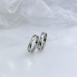 『幸せのスタートライン』天然ダイヤ付き インフィニティ ペアリング マリッジリング ステンレス 刻印  指輪 8枚目の画像