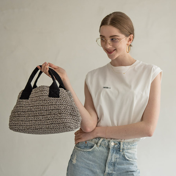 HAYNI Gabuca ヘイニ ガブカ カゴバッグ ハンドバッグ グレー M HAYNI