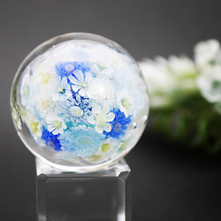 《新作》"再販"『flower garden blue ミニマーブル-ガラス台座付』ガラス ガラスの花 母の日　　 5枚目の画像