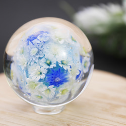 《新作》"再販"『flower garden blue ミニマーブル-ガラス台座付』ガラス ガラスの花 母の日　　 2枚目の画像