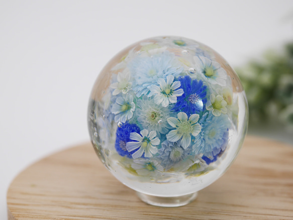 《新作》"再販"『flower garden blue ミニマーブル-ガラス台座付』ガラス ガラスの花 母の日　　 10枚目の画像
