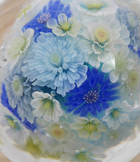 《新作》"再販"『flower garden blue ミニマーブル-ガラス台座付』ガラス ガラスの花 母の日　　 8枚目の画像
