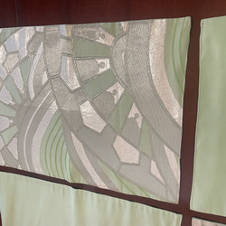 2150爽やかなパステルグリーンの正絹ランチョンマット５枚セット　帯リメイク 5枚目の画像
