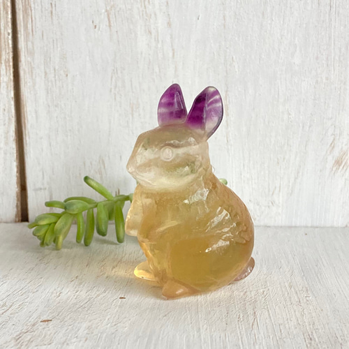 フローライト 蛍石 うさぎ 彫刻置物 天然石 卯年 天然石 Luna Mare