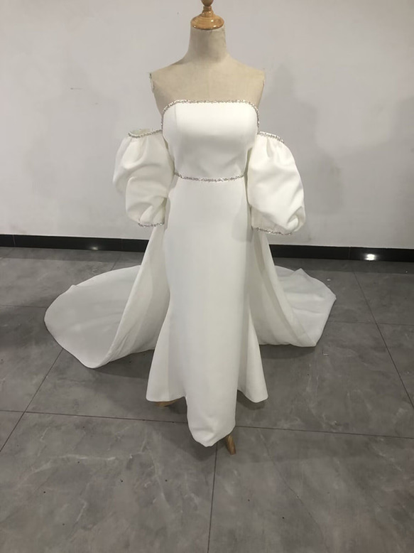 マント ベアトップ マーメイドライン パーティードレス 色直し 拳式  