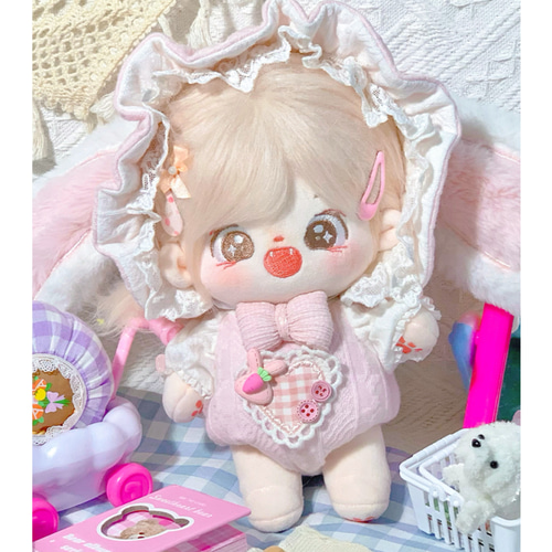【ギフト】 20cmぬいぐるみ着せ替え服/ かわいいピンクのうさぎのつなぎ ぬいぐるみ