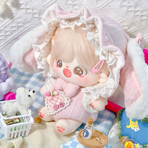 20cmぬいぐるみ着せ替え服/ かわいいピンクのうさぎのつなぎ