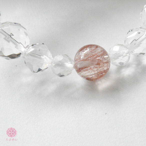 八龍の護　Silver925の龍のパーツ　クリアクリスタル＆ギベオン ブレスレット 桜のクリスタル 4枚目の画像