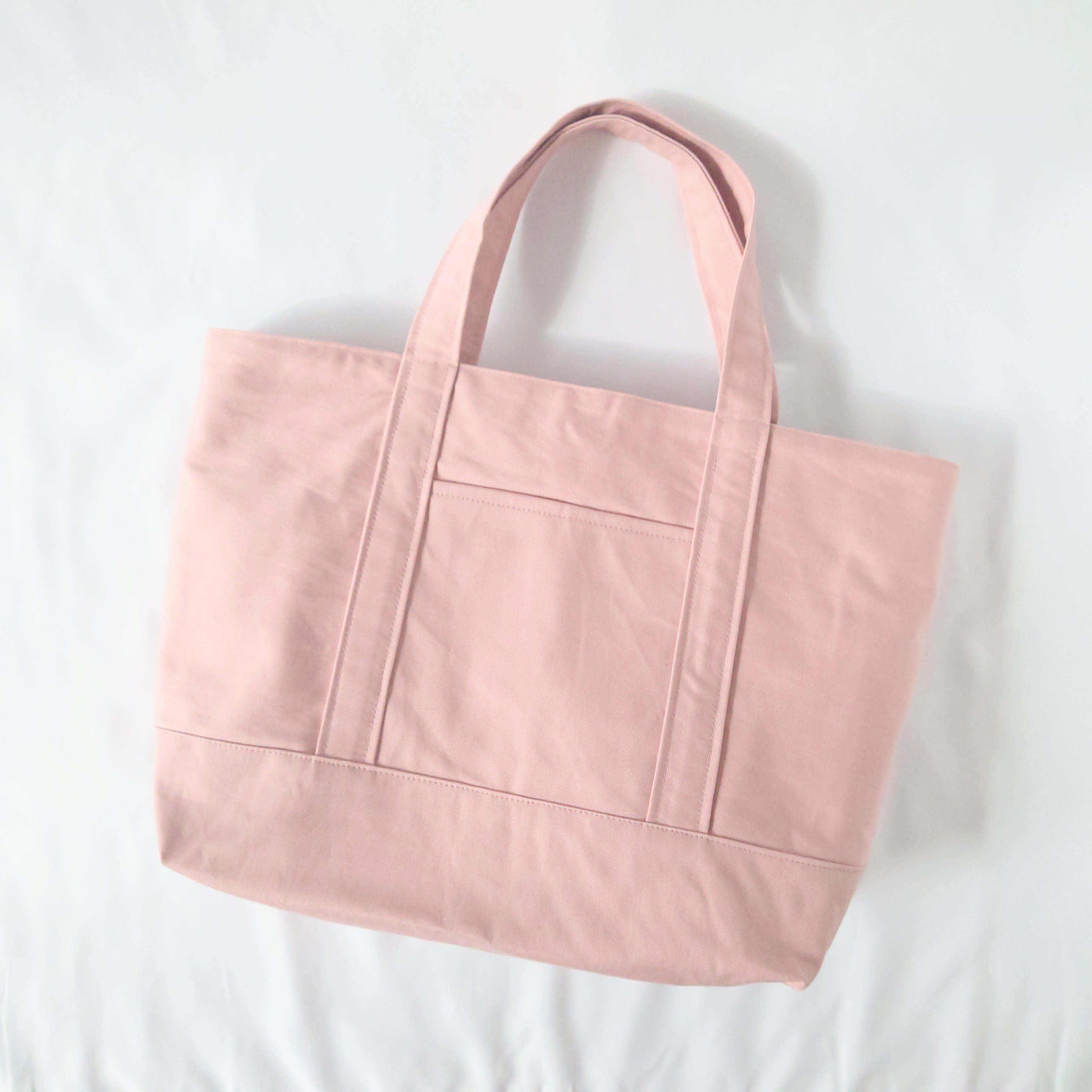 PCA4国産綿100%帆布肩掛けつりポケット丈夫長持ちシンプル無地大きい大容量L通勤トートバッグスモークピンク母の日