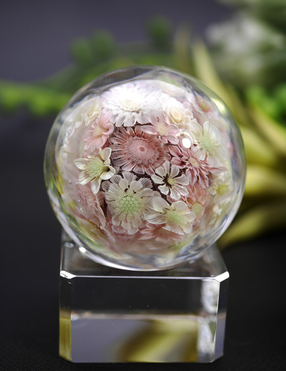"再販"『flower garden pink ミニマーブル-ガラス台座付』ガラス ガラスの花 　　 4枚目の画像