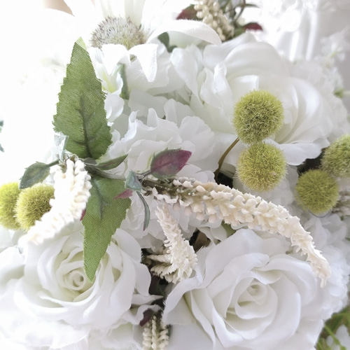 ウエディングブーケ ウエディングブーケ(フランネルフラワー)ブートニア込み 世界で1つ