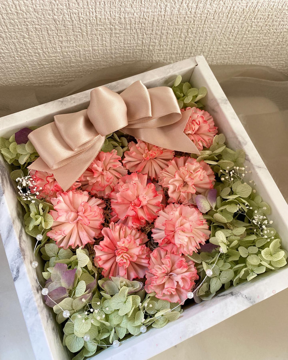 No.3 母の日のプレゼント　ソラフラワーxプリザーブドフラワー　お花box  香り 1枚目の画像