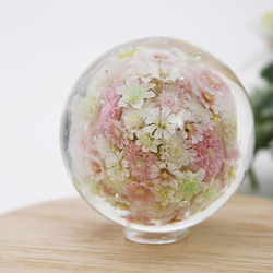 《新作》"再販"『flower garden pink マーブル-ガラス台座付』ガラス ガラスの花 母の日　　 2枚目の画像