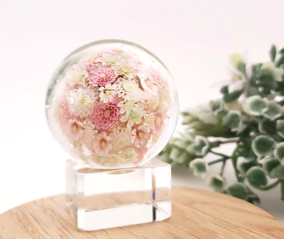 《新作》"再販"『flower garden pink マーブル-ガラス台座付』ガラス ガラスの花 母の日　　 11枚目の画像