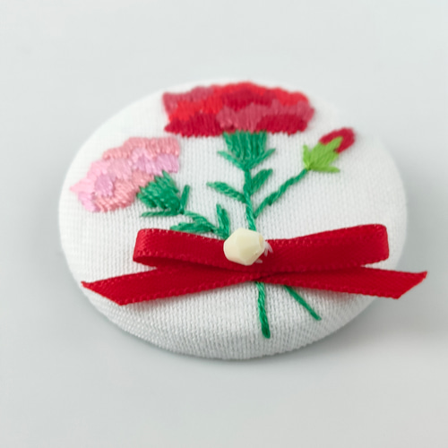 受注制作】母の日 カーネーションの花束刺繍ブローチor刺繍ヘアゴム
