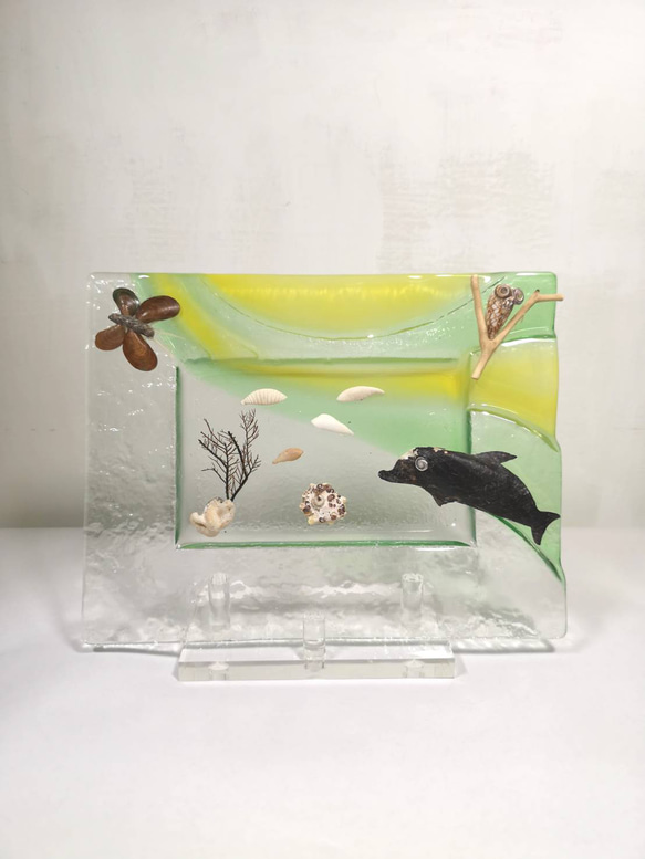 海と空ライン】シェルアート 手作り プレゼント 飾り額縁飾り 立体額縁