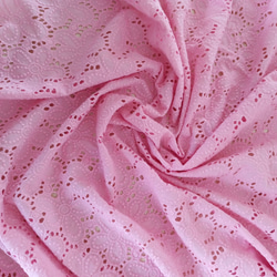 AZ067ピンク　幅広　花柄刺繍生地カラー　コットン刺繍生地　コットン生地　刺繍レース　全体刺繍　3色展開 6枚目の画像