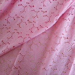 AZ067ピンク　幅広　花柄刺繍生地カラー　コットン刺繍生地　コットン生地　刺繍レース　全体刺繍　3色展開 2枚目の画像