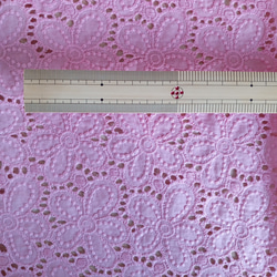AZ067ピンク　幅広　花柄刺繍生地カラー　コットン刺繍生地　コットン生地　刺繍レース　全体刺繍　3色展開 8枚目の画像