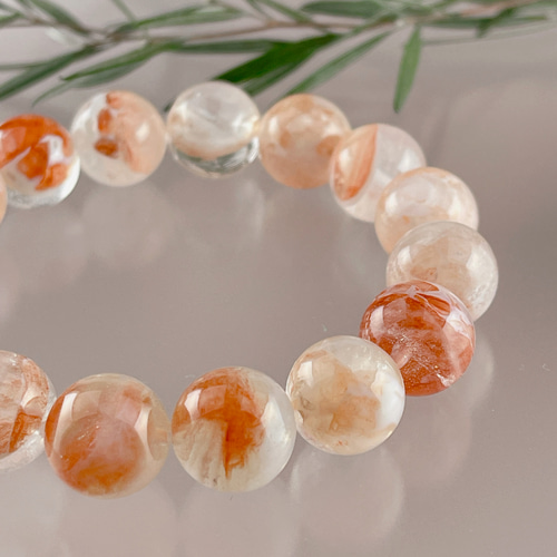 個性派 マニカランヒマラヤ水晶マーブルオレンジ ブレスレット Himal