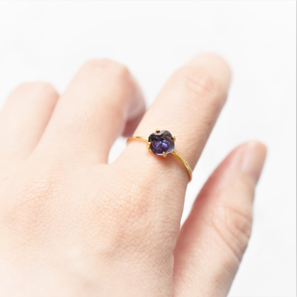 【Choice】堇青石黃水晶橄欖石糖塊切割18KGP金戒指 (戒指) 第6張的照片