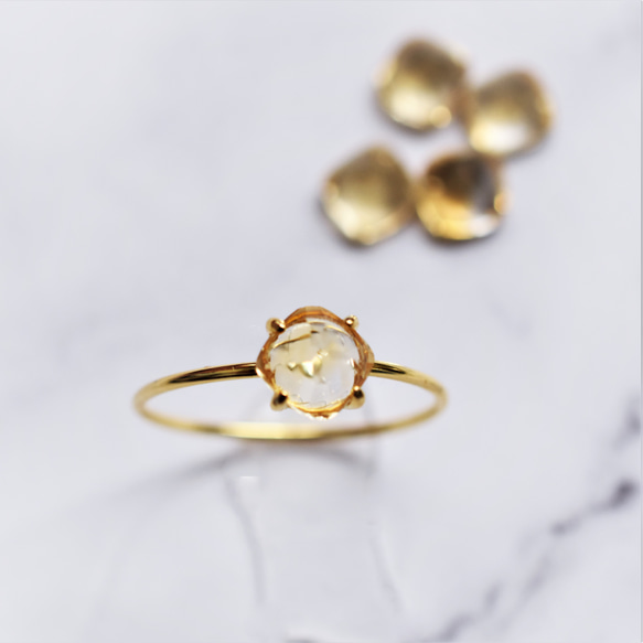 【Choice】堇青石黃水晶橄欖石糖塊切割18KGP金戒指 (戒指) 第11張的照片