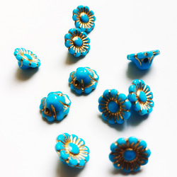 【20個】縦穴 花型　ダーコイズブルー　パーツ　ハンドメイド　ビーズ　材料　DIY 4枚目の画像