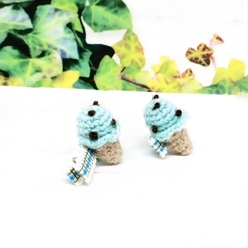 ミントチョコアイス ヘアクリップ かぎ針編み あみぐるみ 雑貨・その他