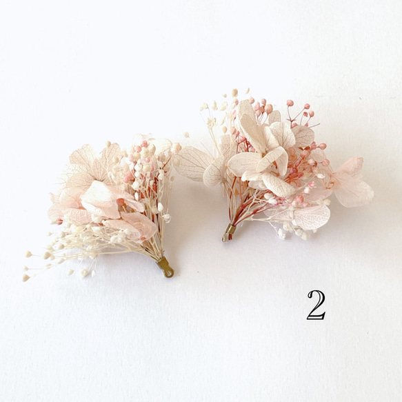 再販【rie.t】かすみ草と紫陽花　ピアス／イヤリング 4枚目の画像