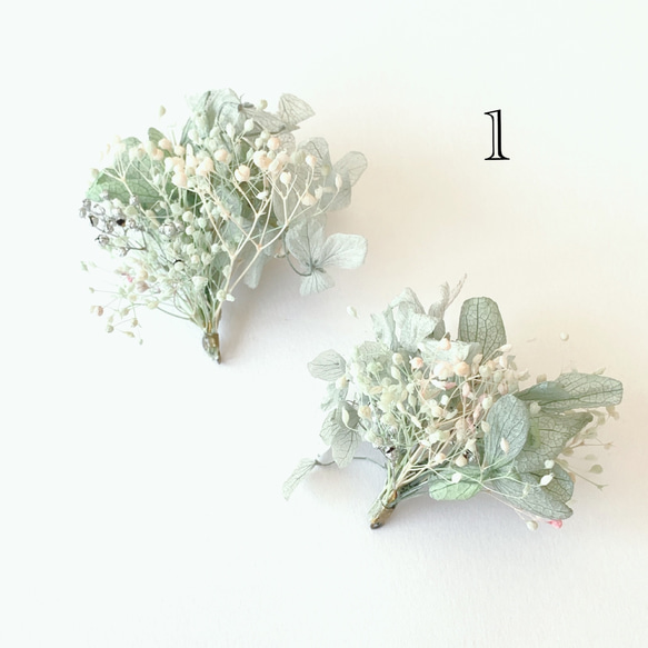 再販【rie.t】かすみ草と紫陽花　ピアス／イヤリング 3枚目の画像