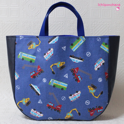 プールバッグ『働く車デニム風ブルー☆紺』sp-32 入園入学 レッスン
