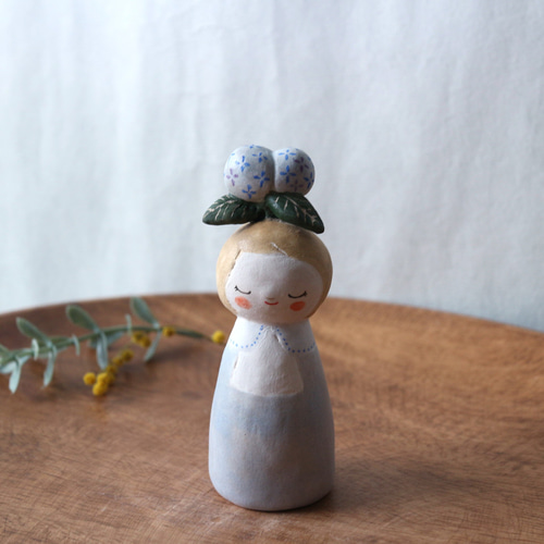 手作りアートオブジェ 人形 陶器で作った人形 noru doll ( ノルドール ) 紫陽花2 その他人形 福雪
