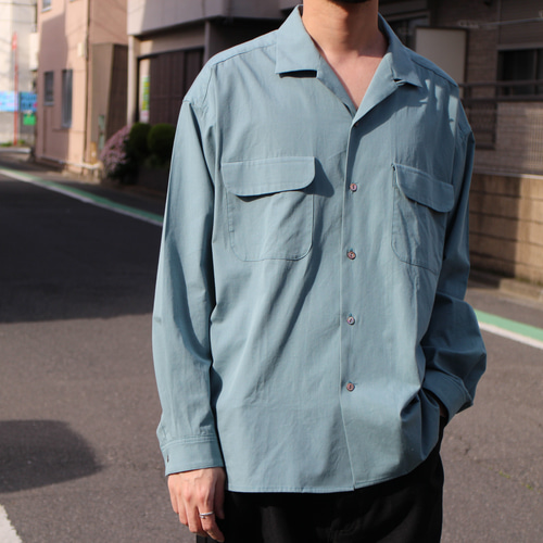 open collar box shirts vintage bule/ オープンカラーシャツ