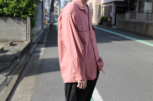 open collar box shirts dusty pink/ オープンカラーシャツ　ダスティーピンク 5枚目の画像