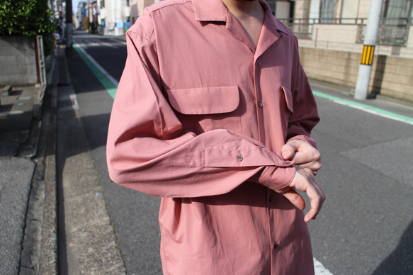 open collar box shirts dusty pink/ オープンカラーシャツ　ダスティーピンク 6枚目の画像