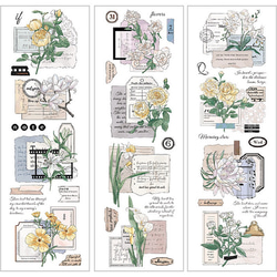 送料無料【S253 コラージュ素材】海外PETシール　ジャンクジャーナル　花　日記　おすそ分け　スクラップ　 6枚目の画像