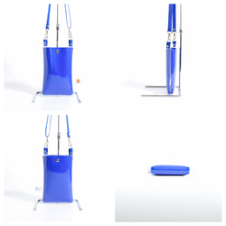 PVCとPVCレザーの涼し気スマホショルダー（クリア＋ロイヤルブルー）[ ブルー 青 夏 紫陽花 ] 4枚目の画像