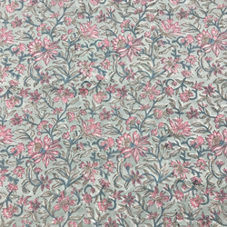 [50cm單位]灰色粉紅色花棕色葉子印度手工塊印花織物紡織棉 第4張的照片