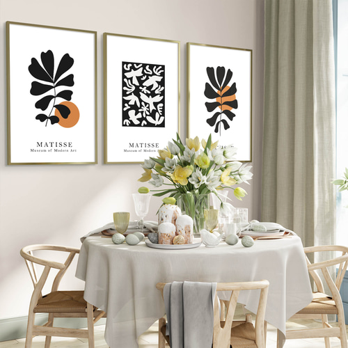 アートポスター ボタニカル モノクロ 葉 マティス風 北欧 シンプル