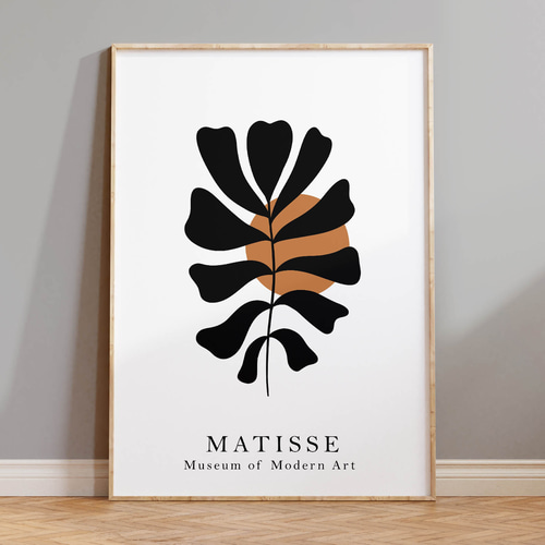 アートポスター ボタニカル モノクロ 葉 マティス風 北欧 シンプル