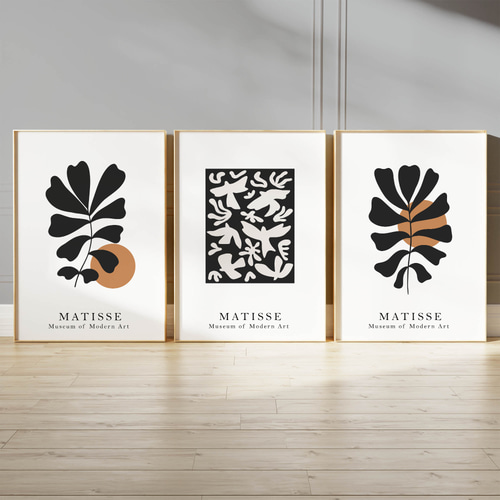 アートポスター ボタニカル モノクロ 葉 マティス風 北欧 シンプル