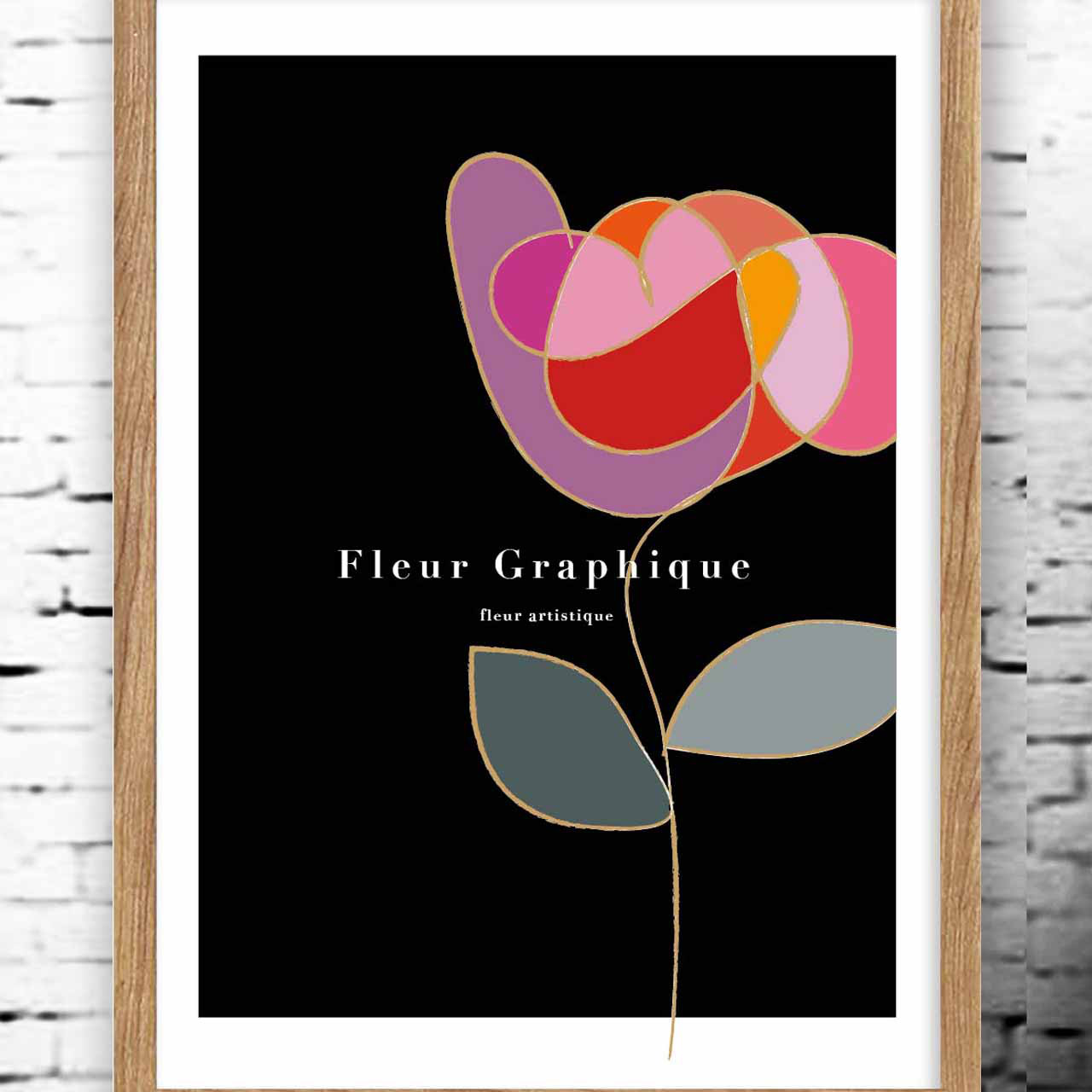 グラフィックフラワー　花　イラスト　ポスター  A4  A3  A2　A1 アートポスター　アート　結婚祝い　1373