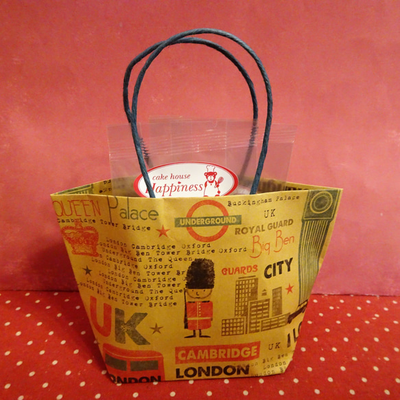 ロンドン柄プチペーパーバッグ（横長バージョン）にクッキー２種類詰め合わせ♪(*^▽^*) 6枚目の画像