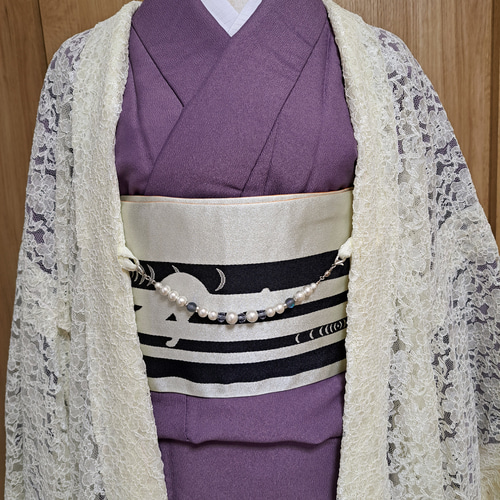 洗えるレース羽織#アイボリー#コードレース#花模様#着物#浴衣 