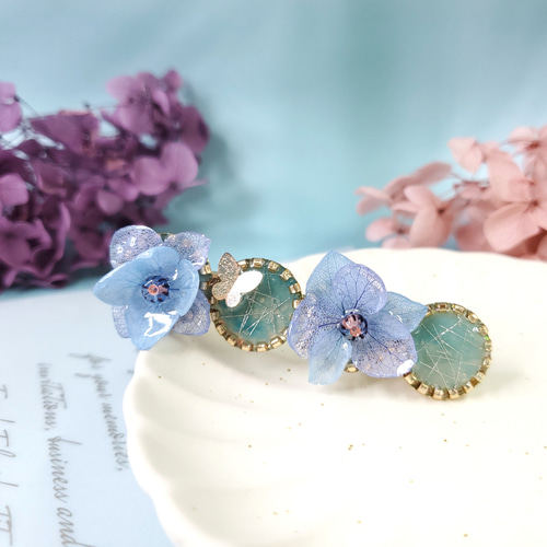 ジュエルフラワー あじさい プリザーブドフラワー ヘアクリップ