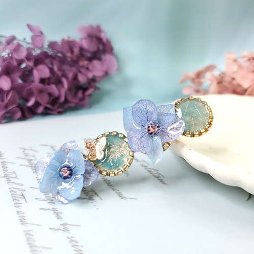 2100円バレッタ L サイズ プリザーブド あじさい アウトレット・大地農園・あじさい | プリザーブドフラワーKnext