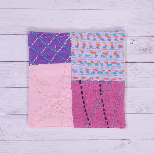 SALE⏬襤褸❹縞模様　全面刺子　敷物　カバー　パッチワーク 襤褸➃縞模様 全面刺子 敷物 カバー パッチワーク 襤褸➄敷物 カバー