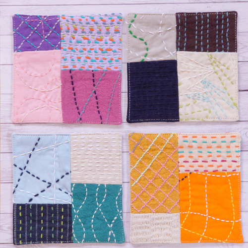 刺し子コースター4枚セット パッチワーク その他キッチン小物 トモス