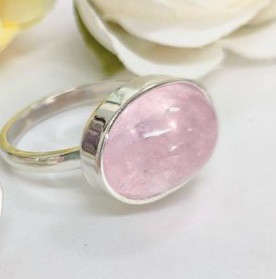 シルバーリング石付き モルガナイト|石彩-木目金・高級シルバーリング