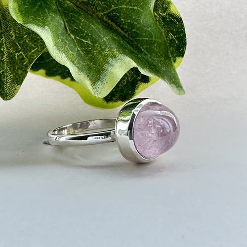 シルバーリング石付き モルガナイト|石彩-木目金・高級シルバーリング